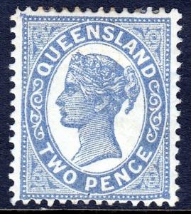 QUEENSLAND — SCOTT 105 (SG 212) — 1895 2d QV BLUE — MH — SCV $14.00