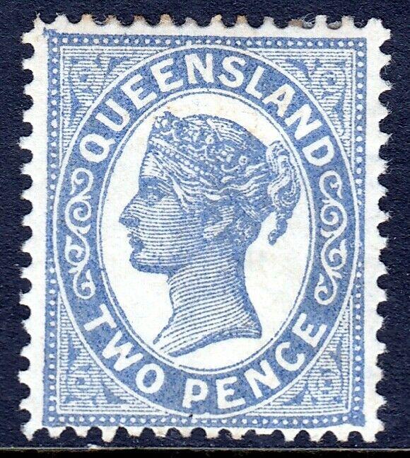 QUEENSLAND — SCOTT 105 (SG 212) — 1895 2d QV BLUE — MH — SCV $14.00