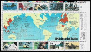 US 1992 - 1942 WORLD WAR II, 29c BLOCK of 10, VF/XF MNH # 2697