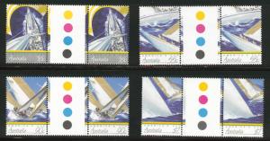 AUSTRALIA Scott 1011-14 MNH** 1988 America's Cup Gutter set