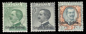 Italian Colonies, Eritrea #32,38,41 (Sass.93-95) Cat€80, 1925 set of three,...