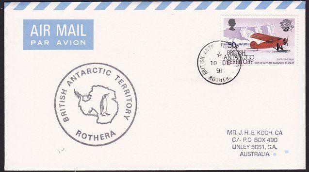 BR ANTARCTIC TERRITORY 1991 cover ex ROTHERA................................8547