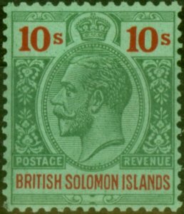 British Solomon Islands 1925 10s Green & Red-Emerald SG52 V.F MNH