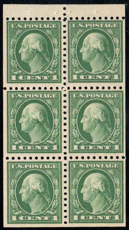 US #424d VF/XF OG NH, Booklet Pane, rich color!