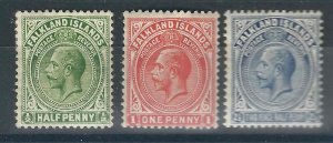 Falkland Is 30, 31, 33 SG 60, 61, 63 MLH VF 1912 SCV $34.75