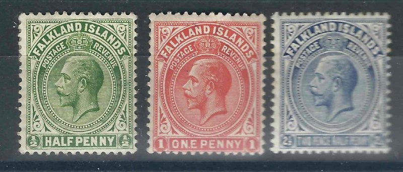 Falkland Is 30, 31, 33 SG 60, 61, 63 MLH VF 1912 SCV $34.75