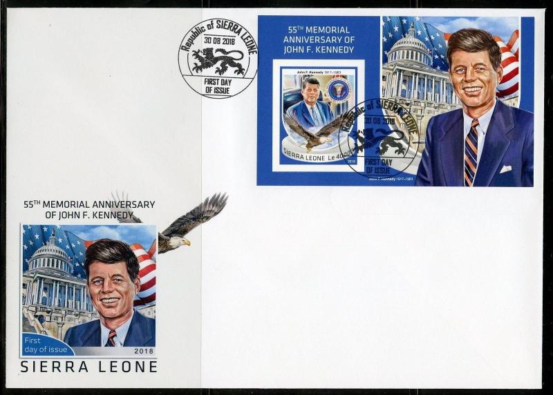 SIERRA LEONE 2018 55th MEMORIAL ANNVERSARY OF JOHN F. KENNEDY S/SHEET FDC