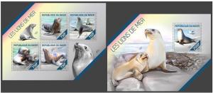 NIGER 2014 2 SHEETS  nig14214ab SEA LIONS DE MER MARINE LIFE