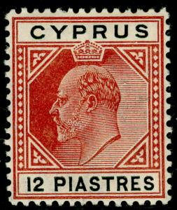 CYPRUS SG69, 12pi chestnut & black, LH MINT. Cat £38.