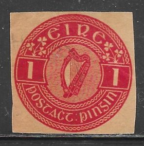 Ireland envelope: 1p Harp, used, cut square,