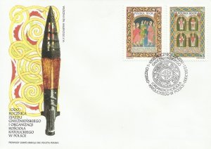 Poland 2000 FDC Stamps Scott 3498-3499 Summit with Emperor Otto III Church 1000