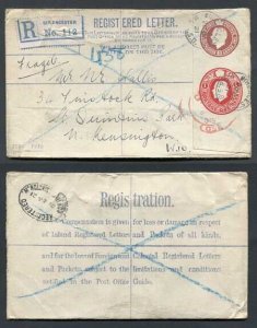 RP32a KGV 3d and 1d Compound Registered Envelope  Size G Format RF9b Used