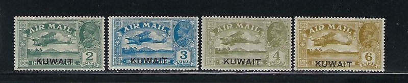 KUWAIT SCOTT #C1-C4 1933-34 INDIA AIR POST STAMPS OVERPRINTED KUWAIT MINT XLH