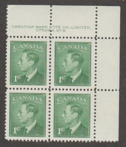 Canada Scott #284 Stamp - Mint Plate Block