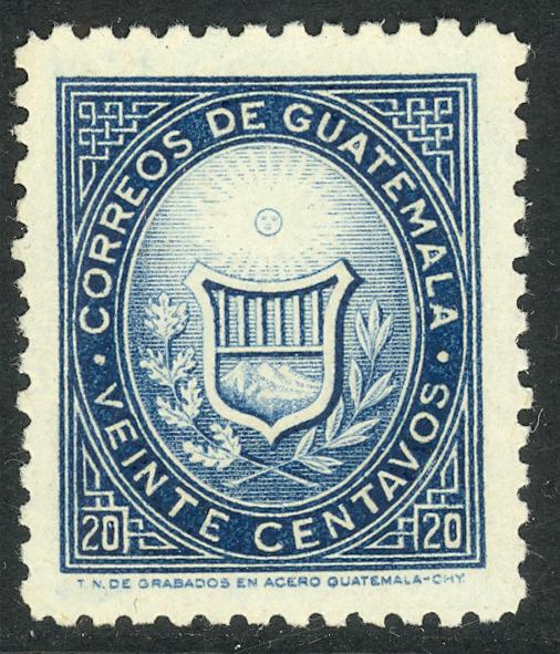 GUATEMALA 1963-66 20c Dark Blue 1871 Stamp Issue Scott No. 391 MNH