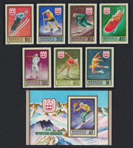 Mongolia Winter Olympic Games Innsbruck 7v+MS SG#956-MS963