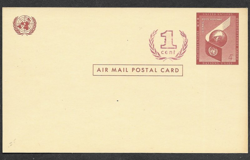 UN-NY # UXC2    4c+1C Air Postal Card - Revalued 1959      (1)  Mint