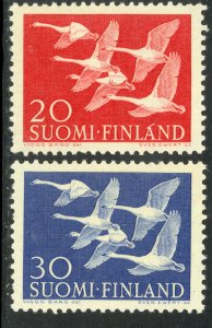 FINLAND 1956 WHOOPER SWANS Birds Set Sc 343-344 MNH