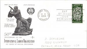 Canada 1969 FDC Int'l Labor Organization - Ottawa, Ont - Single - F76588