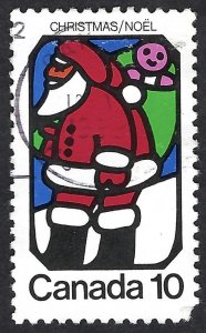 Canada #627 10¢ Christmas - Santa Claus (1973). Used.