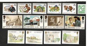 14 Ass't Guernsey Sc #342-45, #380, #422-25 MNH stamps + Sc #385-89 MH stamps