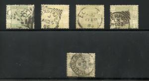 GREAT BRITAIN QUEEN VICTORIA  SCOTT#105  SG#194  LOT OF 5  USED 