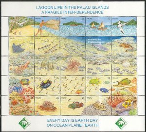 Palau 1990, Lagoon life 25v m/s, MNH