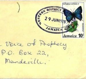 CS39 Jamaica *WESTERN DISTRICT OFFICE* 1978 Cover BUTTERFLIES {samwells-covers}