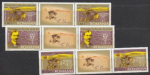 ROMANIA 2006 STAMPS VUIA AIRPLAINE PIONEER ENGINEER LABELS MNH POST HISTORY