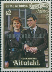 Aitutaki 1987 SG568 $2 Royal Wedding Hurricane Relief MNH