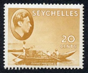 Seychelles SG140ab 20c Chalky Handkerchief Flaw M/M Tone Spots Cat 600 pounds