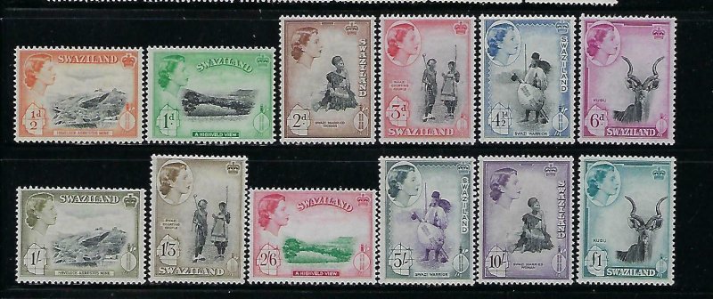 SWAZILAND SCOTT #55-66 1956 QEII PICTORIALS  - MINT NEVER HINGED