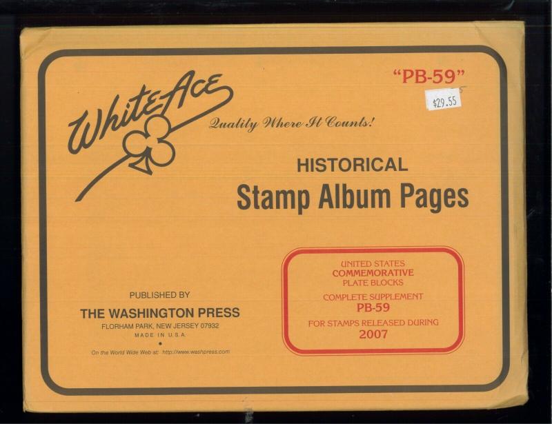 2007 White Ace U.S Commemorative Issue Plate Block Stamp Supplement Pages PB-59