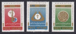 Vatican 41st Intl Eucharistic Congress 3v 1976 MNH SC#592-594 SG#656-658