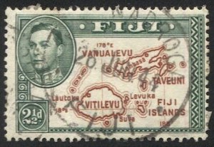 FIJI 1942 Sc 134b 2-1/2d Map, perf 13-1/2 Used VF, NADROGA cancel