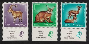 Israel Caracal Wild Cat Ibex Gazelle Wild Animals Fauna 3v Tabs 1967 MNH