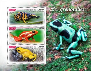 Chad - 2023 Frogs, Phantasmal Poison Frog - 3 Stamp Sheet - TCH230111a