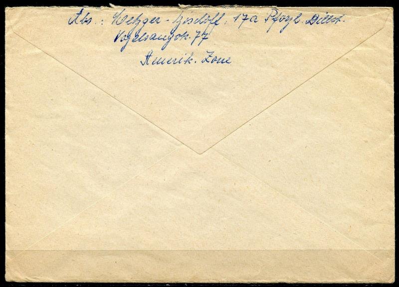 GERMANY LUBECK SET SCOTT#B316/17 657 AIRMAIL RATE ON 1951 AIRMAIL COVER TO NJ US 