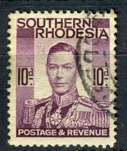 SOUTHERN RHODESIA; 1937 early GVI issue fine used 10d. value