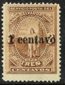 EL SALVADOR 1889 1c on 3c Type I Surcharge Issue Sc 25c MH