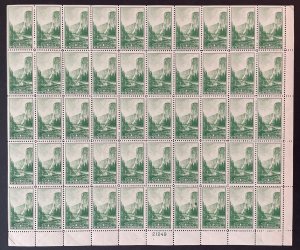 740 EL CAPITAN, YOSEMITE Sheet of 50 US 1¢ Stamps MNH 1934 Plate 21249