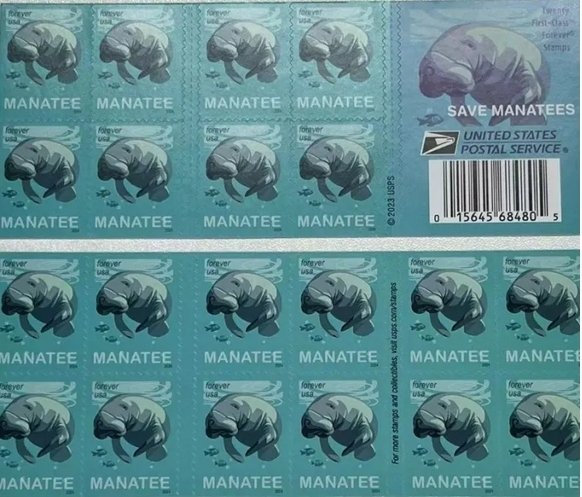 2024 Save Manatees  forever stamps  5 books of 20PCS, total 100pcs