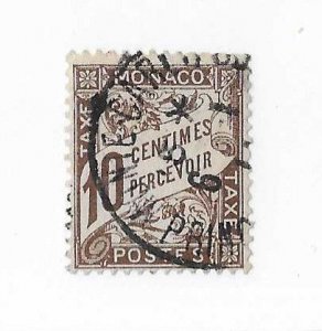 Monaco Sc #J4   10c black brown used with CDS VF