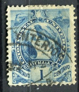 GUATEMALA; 1886 classic Quetzal Coat of Arms issue fine used 1c. value