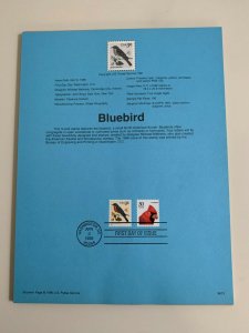 USPS Souvenir Page Scott , 1996 bluebird