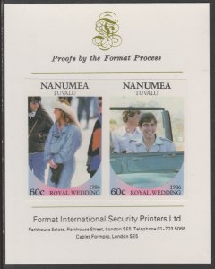 TUVALU 1986 WEDDING - ANDREW & FERGIE  imperf on FORMAT INTERNATIONAL PROOF CARD