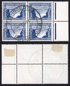 Southern Rhodesia SG18 3d Deep Ultramarine Block of 4 Used