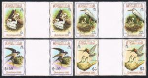 Anguilla 398-401 gutter,MNH.Michel 396-399. Birds 1980.Pelican,Swallow,Heron,