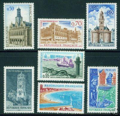 FRANCE Scott 1185-91 MNH** Tourism Stamp Set 1967