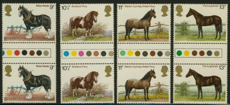 Great Britain 839-42 Gutter Pairs MNH Horses